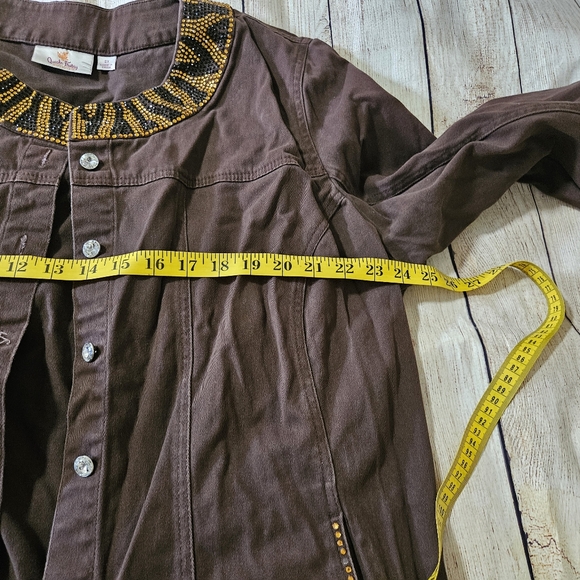 Quacker factory brown beaded jacket size 2x - Picture 8 of 10